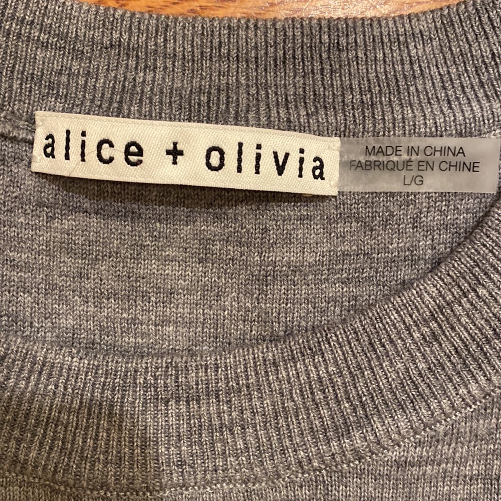 Alice + Olivia Appliqué Sweater, L, Grey, hardly worn - Picture 4 of 5